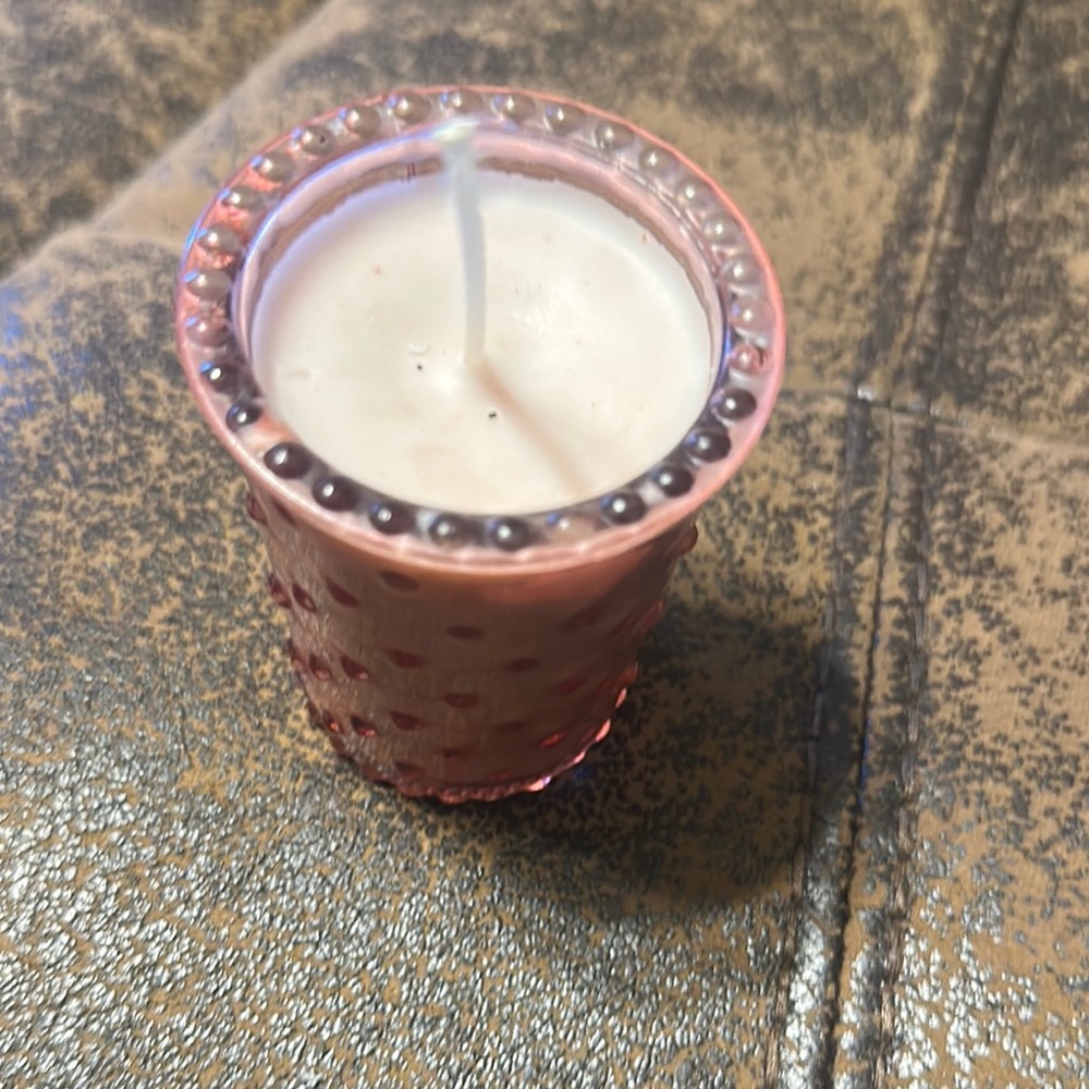 Pink Textured Glass Candle